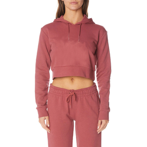 Sudadera Corta para Mujer, Color Morado Sólido, Algodón, Fibra de Bambú, Felpa, Manga Regular, Corte Corto, para Otoño, con Bolsillos - Product Image 5