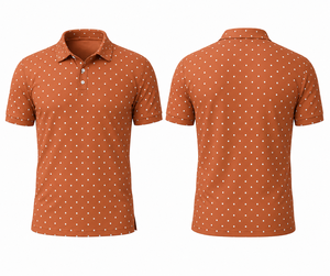 เสื้อโปโลผู้ชายสีขาวลายจุด แขนสั้น สไตล์ลำลอง ผ้าถัก ทรงปกติ พิมพ์ลาย - Product Image 5
