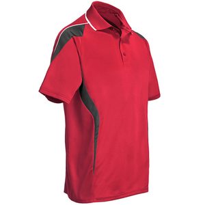Chemise à manches courtes rouge pour homme, style décontracté, logo sur le devant, tissu tricoté à séchage rapide, coupe classique, 100% polyester, couleur unie - Product Image 2