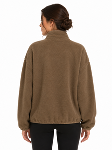 Livster Premium <b>Women's</b> <b>Teddy</b> <b>Fleece</b> Pullover Sweatshirt Sherpa Lining Half Snap High Neck Lined Design 100% Polyester Cozy - Product Image 3