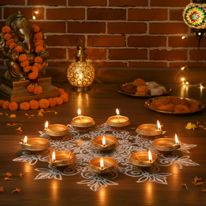 100% Pure Brass Diya Traditional Indian <b>Oil</b> <b>Lamp</b> for Puja Aarti Diwali Home Temple Decoration - Product Image 3