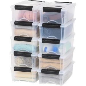 Set di 10 Contenitori Impilabili in Plastica da 6 Qt con Coperchi, Senza BPA e Prodotti negli USA, Soluzione Organizzativa Trasparente con Chiusure Resistenti - Product Image 1
