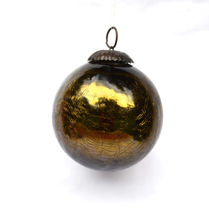 Boule de Noël suspendue en verre craquelé de qualité supérieure avec un design artistique multicolore et une finition élégante pour la décoration de la maison - Product Image 1