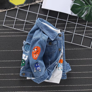 Cartoon Smiling <b>Boy</b> Denim Jacket for Autumn Long Sleeved Kid <b>Boys</b> Jacket Handsome Children's Clothing for 6Y - Product Image 2