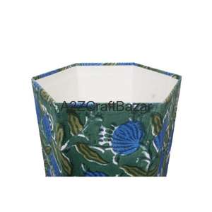 Poubelle en carton écologique indienne faite à la main, à couvercle ouvert, avec motifs géométriques imprimés DIY et couvercle roulant - Product Image 4