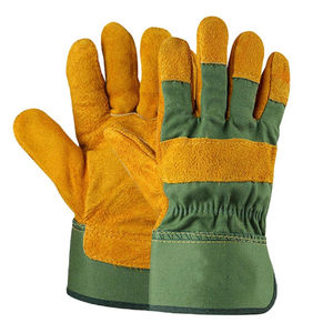 Leather Work <b>Gloves</b> Real Leather Working <b>Gloves</b> Heavy Duty Safety Work <b>Gloves</b> Reinforced Palm Abrasion Resistant Construction - Product Image 1