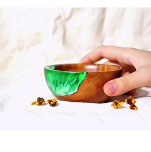Brown Natural Wood & Multi-Color Crystal <b>Clear</b> <b>Resin</b> Eco-Friendly Salad Bowls American Style Handcrafted Dip Bowls - Product Image 4