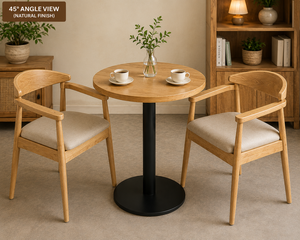 Juego de comedor moderno de mediados de siglo de 3 piezas de madera con mesa redonda y sillas con respaldo sólido para el comedor del hogar. - Product Image 4