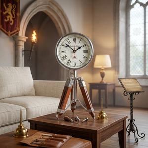 Wooden Adjustable Tripod <b>Table</b> <b>Clock</b> Mechanical Movement Silent Hourly Chiming Vintage Desk <b>Clock</b> Decorative Stand Timepiece - Product Image 4