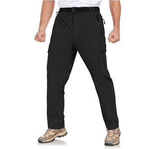 Pantalon cargo noir personnalisé pour homme, séchage rapide, léger, coupe droite, respirant, pour la pêche, taille mi-haute, braguette zippée, décontracté, pour l'été - Product Image 1