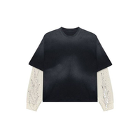 Nouvel Arrivage T-shirt Homme Col Rond Manches Courtes Oversize en Molleton Épais Délavé à l'Acide Imprimé Numérique Uni Streetwear 230g