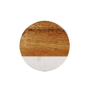 ที่รองแก้วทรงกลมไม้อะคาเซียทำด้วยมือน้ำหนักเบาถาดรองแก้วหินอ่อนสีขาวทำด้วยมือน้ำหนักเบาใช้ในธุรกิจอาหารเชิงพาณิชย์ทำจากอินเดีย - Product Image 1