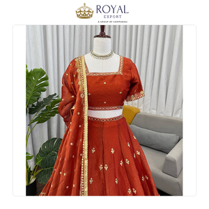 Diseño Elegante, Calidad Superior, la Mejor Colección de Ropa de Boda India, Lehenga Choli de Seda para Mujer a Bajo Precio - Product Image 6