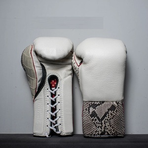 Guantes de Boxeo de Cuero Vacuno Premium con Soporte de Muñeca de Gancho y Bucle, Agarre Antideslizante, Transpirables y que Absorben la Humedad para Combate Profesional - Product Image 1