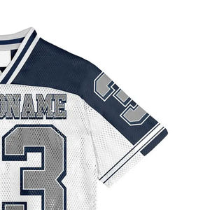 Camiseta de fútbol americano retro de algodón con malla, estilo vintage, holgada, deportiva, urbana, personalizada de fábrica para hombre - Product Image 6