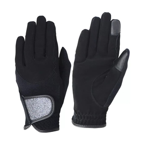 Custom <b>Black</b> Genuine <b>Leather</b> Equestrian <b>Gloves</b> Ladies Girls Men <b>Women</b> Horse Riding <b>Gloves</b> Professional Wholesale Riding - Product Image 3