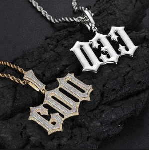 Pendentif Lettre CEO en Argent 925 Plaqué Or 18K avec Strass, Style Hip Hop pour Homme - Product Image 4