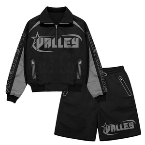 Private Label High Quality Custom Men's Relaxed Fit Breathable Spring Polyester Satin Tracksuit Set Solid Summer Jacket Short - Product Image 1