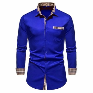 เสื้อเชิ้ตแขนสั้นผู้ชายทรงปกติ สีเหลือง ลายสก็อต แต่งขอบตัดกัน สไตล์สมาร์ทแคชชวล ผ้าถัก คอทรงโอ 100% ผ้าฝ้าย ระบายอากาศได้ดี - Product Image 3