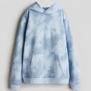 เสื้อฮู้ดโอเวอร์ไซส์ผ้าฟลีซคอตตอน 100% ลายหัวใจสีฟ้าอ่อนแบบกำหนดเอง สำหรับฤดูหนาว แห้งเร็ว เหมาะสำหรับผู้ชายและผู้หญิง - Product Image 1