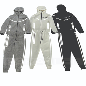 Stitched Zip Hoodie Baggy Track <b>Pants</b> Set Men Tracksuits Custom Heavyweight Fleece 2PC Casual Breathable - Product Image 2