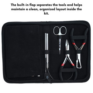 Kit Profesional de Herramientas para Extensiones de Cabello con Cuentas Forradas de Silicona en Negro, Marrón y Beige, Alicates de Microlink y Tijeras - Product Image 3
