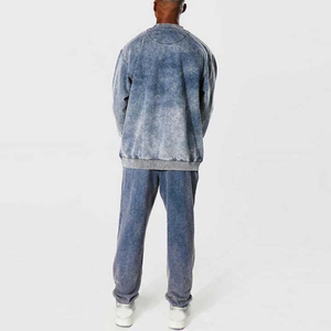 Sweat-shirt en coton vintage de qualité supérieure, léger, délavé à l'acide, brodé, avec col rond unique et poche - Product Image 2