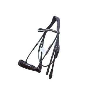 Brida de Cuero Negra para Caballo con Cristales, Accesorios Ecuestres, Equipo de Equitación - Product Image 1