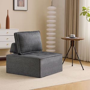 Dark Gray Linen <b>Wooden</b> Frame <b>Sofa</b> Versatile & Customizable for Small Apartment Living Room Needs - Product Image 2