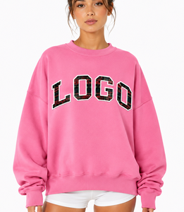 Sweat-shirt à col roulé oversize pour femme, fabriqué par le fabricant, écologique, 100% coton, manches courtes, décontracté, pull d'hiver - Product Image 1