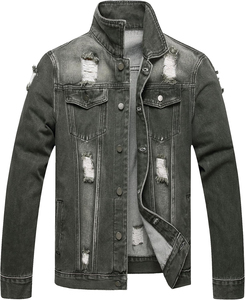 Men's High-Demand Winter Casual Denim Jackets Stand Collar Windproof Fitness <b>Top</b> Front Solid New Trended Fabric Winter Jacket - Product Image 1