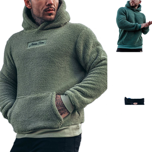 Suéter con capucha de terciopelo de doble cara informal para hombre, de talla grande colección de otoño, cálido, suelto, sólido, no tejido - Product Image 1