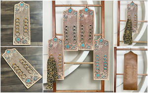 Expositor de Bufandas de Cuero Genuino de Vaca Grabado a Mano de Primera Calidad para la Expo de Marzo con Anillos Metálicos y Organizador Floral Tallado Estilo Western - Product Image 3