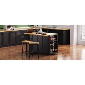 Carrello da Cucina Grande K K da 53 Pollici con Piano Ribaltabile, Presa di Corrente, Porta, Scaffale Interno e 5 Ruote Girevoli - Product Image 4
