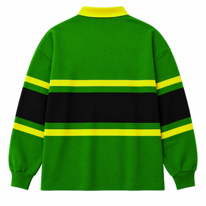 Camiseta de rugby oversize para mujer Chi Eta Phi con bloques de color, manga larga, cuello polo y letras griegas bordadas, estilo universitario. - Product Image 4