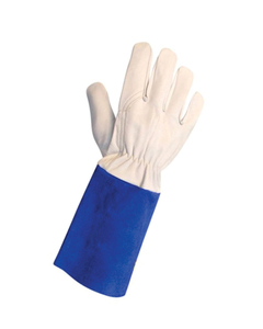 Holy Signs International HSI-1450 Extra Long Leather Welding <b>Gloves</b> Red/Yellow Fleece Lined Molten Metal Splash Test <b>Type</b> B - Product Image 2