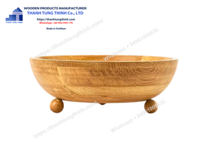 Natural Wood Round Bowls Set Simple Durable Kitchen Serving Dishware Made in VietNam - Product Image 6