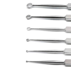 ชุดเครื่องมือผ่าตัดผิวหนัง Fox Dermal Curettes ขนาด 1 มม. ถึง 6 มม. 6 ชิ้น ทำจากสแตนเลส สำหรับหู คอ จมูก และผิวหนัง - Product Image 4