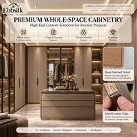 Système de dressing sur mesure en cuir avec finition haut de gamme et écran LED pour projets d'aménagement de meubles sur toute la surface dans l'hôtellerie