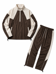 Men's Windbreaker Tracksuit <b>Set</b> with Full Zip Jacket and Elastic Waist Pants - Product Image 3