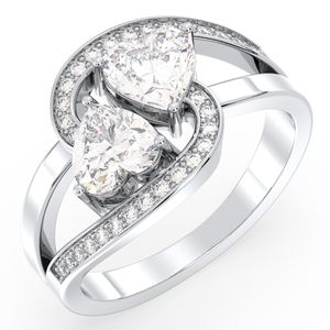 Anillo de Compromiso REYES con Piedras de Moissanita Brillantes de Corte Corazón de 1.72Ct, Plata de Ley 925, Regalo de Aniversario, Joyería Fina de Lujo - Product Image 2