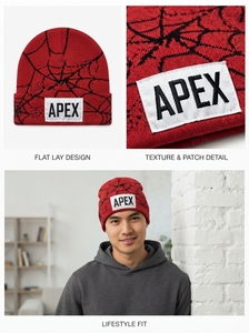 Gorro de Punto Personalizado con Diseño de Telaraña Roja, Gorro con Parche de Logotipo, Gorro Elástico de Invierno con Puño, Unisex - Product Image 5