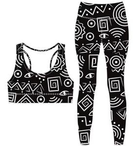 Conjunto de Yoga Personalizado al por Mayor para Mujer, 2 Piezas, Sujetador Deportivo, Leggings de Cintura Alta, Ropa Deportiva Estampada para Gimnasio, Traje a Juego para Entrenamiento, OEM - Product Image 1