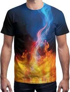 Men Plus Size Summer Knitted Collarless <b>Flame</b> Print Short Sleeve Sublimation Transfer Print Casual T-<b>Shirt</b> Custom Logo - Product Image 3