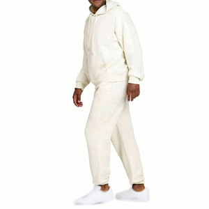 Ensemble de survêtement décontracté pour homme, bleu clair, à capuche, manches longues, sweat-shirt et pantalon, couleur unie, 100% coton, coupe ample, pour l'automne - Product Image 6