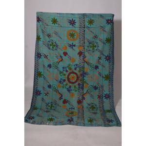 Lavinas Handmade Kantha Suzani <b>Quilt</b> Vintage Cotton Floral Embroidery Bedspread Boho Indian <b>Throw</b> Blanket Bedding Eco-Friendly - Product Image 2