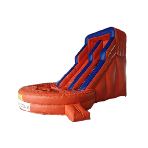 Trượt nước <span class=keywords><strong>Bouncer</strong></span> màu đỏ và màu xanh với hồ nước nhỏ cho người lớn và trẻ em ở nhà ngoài trời - Product Image 1