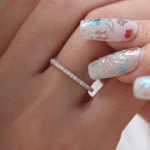 Minimal 1.3mm Round Cut Lab Grown Diamond IGI Certified 14K Solid White Gold Full Eternity <b>Ring</b> Luxury Micro Pavé <b>Dainty</b> wedding - Product Image 1