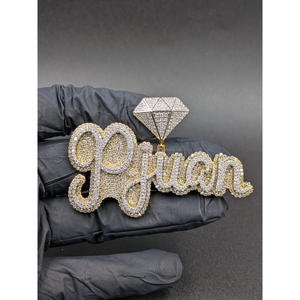 Collar de Hip Hop con Nombre Personalizado de Moissanita y Diamantes, Cadena Bling con Letras Escritas, Regalo de Lujo - Product Image 1