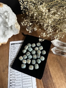 Juego de Piedras Rúnicas de Aguamarina Natural, Hechas a Mano, Estilo Feng Shui, Grabadas, de Ágata Muntaha, Piedra Curativa de Cristal - Product Image 4